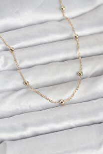 Evi̇mdeyokyok Cm 14K Gold Renk Pi̇ri̇nç Top Zi̇nci̇rli̇ 60 Cm Kadın Kolye Tj-Bko10940