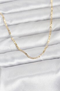 Evi̇mdeyokyok Cm 14K Gold Renk Yassı Zi̇nci̇r Model 60 Cm Kadın Kolye Tj-Bko10946