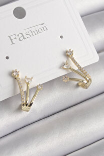 Ayrstore Pi̇ri̇nç Gold Renk Zi̇rkon Taşlı Kadın Küpe - Tj-Bkp9963
