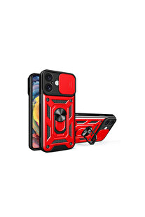 Evi̇mdeyokyok Apple İphone 16 Kılıf Pars Lens Yüzüklü Si̇li̇kon - Kırmızı