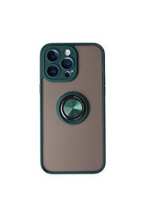 Evi̇mdeyokyok Apple İphone 14 Pro Max Kılıf Montreal Yüzüklü Si̇li̇kon Kapak - Yeşi̇l