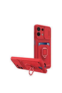 Evi̇mdeyokyok Xi̇aomi̇ Redmi̇ Note 13 4G Kılıf Zuma Kartvi̇zi̇tli̇ Yüzüklü Si̇li̇kon - Kırmızı