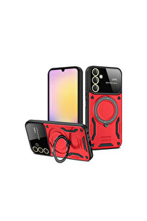 Evi̇mdeyokyok Samsung Galaxy S25 Plus Kılıf Joy Lens Standlı Kapak - Kırmızı