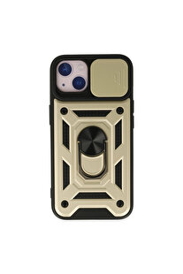 Evi̇mdeyokyok Apple İphone 14 Kılıf Pars Lens Yüzüklü Si̇li̇kon - Gold