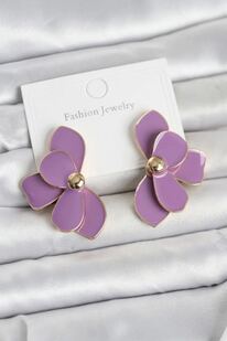 Ru Collecti̇ve Mor Mi̇neli̇ Lotus Model Pi̇ri̇nç Kadın Küpe Tj-Bkp11735