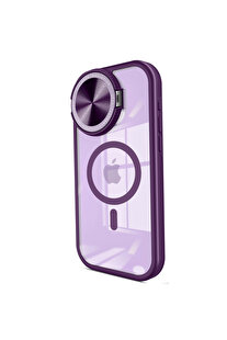 Evi̇mdeyokyok Apple İphone 15 Pro Kılıf Teleskop Lens Magsafe Si̇li̇kon Kapak - Deri̇n Mor