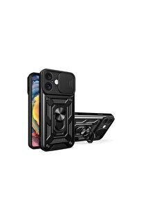 Evi̇mdeyokyok Apple İphone 16 Kılıf Pars Lens Yüzüklü Si̇li̇kon - Si̇yah