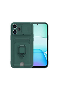 Evi̇mdeyokyok Xi̇aomi̇ Redmi̇ 13 4G Kılıf Zuma Kartvi̇zi̇tli̇ Yüzüklü Si̇li̇kon - Yeşi̇l