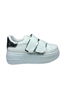 OrtopedikAL 2001 Womenly Moda Beyaz Cırtlı Kadın Sneaker Spor Ayakkabı