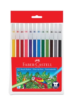Faber Castell Yıkanabilir Keçeli Kalem 12 Renk Su Bazlı Mürekkep Canlı ve Parlak Renkler Ergonomik Yazım