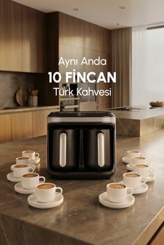 Karaca Hatır Hüp Düet 10 Fincan Kapasiteli Bol Köpüklü Aromalı Közde ve Türk Kahve Makinesi Uzay Gr