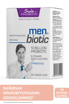 Suda Vitamin MenBiotic Erkeklere Özel Probiyotik+Prebiyotik Mikroorganizma İçeren 30 Kapsül