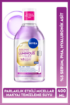 NIVEA Luminous630 Skin Glow Parlaklık Etkili Micellar Makyaj Temizleme Suyu 400ml Serum Hyaluronik Asit