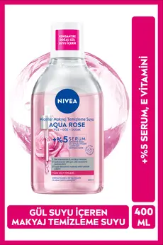 NIVEA Aqua Rose Gül Suyu İçeren Çift Fazlı Micellar Makyaj Temizleme Suyu 400ml Yüz Göz Dudak Aydınlatıcı