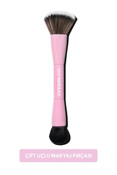 Cream Co. Çift Taraflı Makyaj Fırçası | Dual-Ended Allık Kontür Fondöten Kapatıcı | Çok Amaçlı Makeup Brush