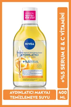 NIVEA Aydınlatıcı Micellar Makyaj Temizleme Suyu 400ml Serum Etkili C Vitamini Cilt Tonu Eşitleyici