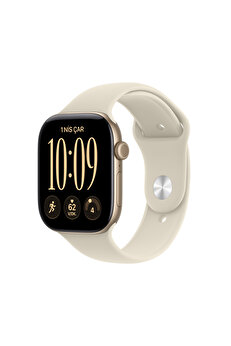 Apple Watch Series 12 GPS 46mm Uçuk Altın Rengi Alüminyum Kasa ve Kum Beji Spor Kordon - S/M