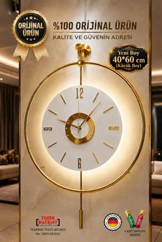 MetaQuartz Aksesuar İskandinav Kadran Gold Ledli Duvar Saati