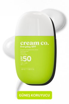 Cream Co. Leke Karşıtı Aydınlatıcı Nemlendirici SPF50 Güneş Kremi | Niasinamid Hyalüronik Asit Peptit Seramid