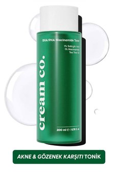 Cream Co. Akne Karşıtı Gözenek Sıkılaştırıcı BHA PHA Niacinamide Tonik | Arındırıcı | Salisilik Asit | 200ML