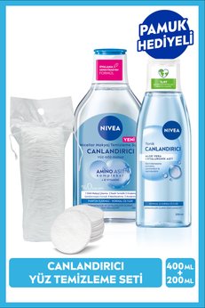 NIVEA Canlandırıcı Micellar Makyaj Temizleme Suyu 400ml Ve Nemlendirici Tonik 200ml Pamuk Hediyeli