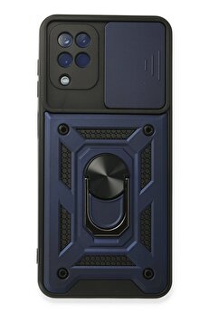 Gidioo Samsung Galaxy A22 Kılıf Pars Lens Yüzüklü Silikon - Lacivert