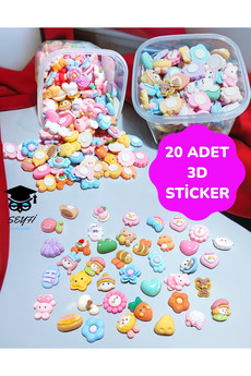 SEYFİKİRTASİYE 20 Adet 3D Sticker Kabartmalı Yapışkanlı Sticker Figürleri