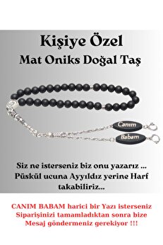 Tesbih Sakarya Babalar Günü - Kişiye Özel - Canım Babam - Yazılı Mat Oniks Doğal Taş Tesbih