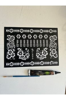 Airbrush Tattoo 1 Tüp Hint Kınası Fırça Ve 1 Adet Dövme Şablon Karışık
