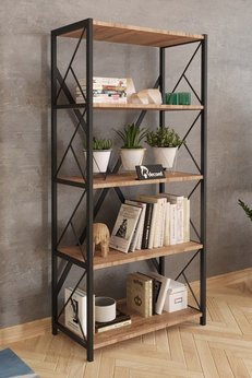 Morpanya Serra Metal Kitaplık 5 Raflı Çok Amaçlı Dosya Kitap Rafı Ofis Salon Mutfak Raf 150 Cm