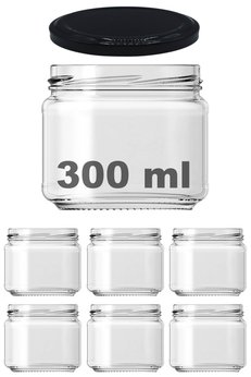 Afracam 300 ml Metal Siyah Konserve Kapaklı 300 Cc Şeffaf Magnolya Cam Kavanoz 6 Adet
