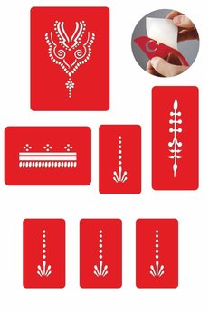Airbrush Tattoo Çiçekli Kubbe 5 Adet Geçici Dövme Kına Şablonu