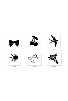 Airbrush Tattoo Kalp Çiçek Geçici Dövme Şablonu Seti Sadece Desen
