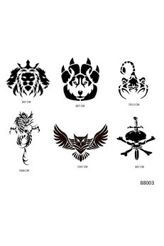 Airbrush Tattoo Vahşi Hayvanlar Geçici Dövme Şablonu Seti Sadece Desen