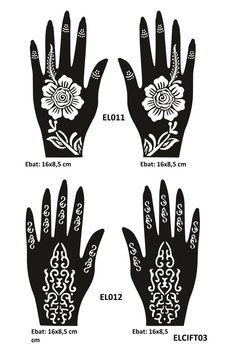 Airbrush Tattoo Karanfil Desenler 4 Adet 2 Çift El Kına Kına Kalıpları Sadece Kalıp Seti