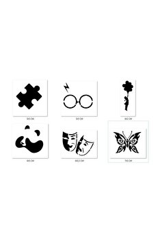 Ai̇rbrush Tattoo Puzzle Panda Geçi̇ci̇ Dövme Şablonu Seti̇ Sadece Desen