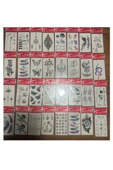 Airbrush Tattoo 30 Adet Birden Minimal Yapıştırma Geçici Dövme Seti Seri7