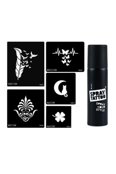 Airbrush Tattoo Tüy Ve Kelebek Spray Tattoo Geçici Sprey Dövme Seti