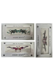 Airbrush Tattoo Taşlı Yapıştırma Dövme 3 Adet Birden Set6