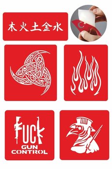 Airbrush Tattoo Herşey Konrol Altında 5 Adet Geçici Dövme Kına Şablonu