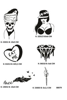 Airbrush Tattoo Davetkar Geçici Dövme Şablonları Seti Spreysiz