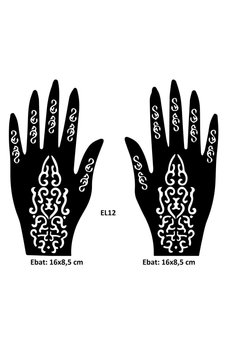 Airbrush Tattoo Tribal Dallar El Üstü 2 Adet Kına Kalıbı Kınasız Sadece Desen