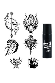 Airbrush Tattoo Pusula Kobra Modelleri Spray Tattoo Geçici Dövme Seti Dark Siyah Sprey
