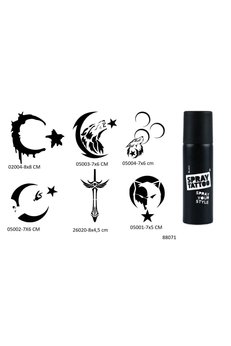 Airbrush Tattoo Türkçü Milliyetçi Desenler 6 Adet Şablon Ve Siyah Sprey Geçici Dövme Seti