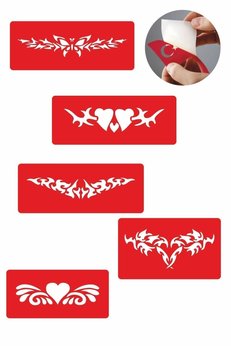 Airbrush Tattoo Bel Modelleri 5 Adet Geçici Dövme Kına Şablonu