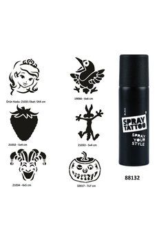 Airbrush Tattoo Çocuksu Semboller Spray Tattoo Geçici Dövme Yapma Seti Dark Siyah