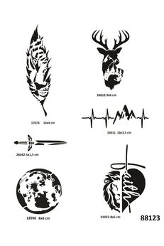 Airbrush Tattoo Doğa Serisi 6 Adet Geçici Dövme Şablonu Kına Kalıbı Sadece Desen
