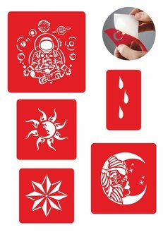 Airbrush Tattoo Öte Alemler 5 Adet Geçici Dövme Kına Şablonu