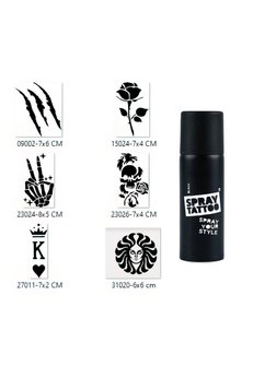 Airbrush Tattoo İskelet Zafer Spray Tattoo Geçici Sprey Dövme Seti