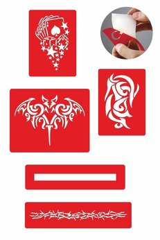 Airbrush Tattoo Güçlü Erkek Modelleri 5 Adet Geçici Dövme Kına Şablonu